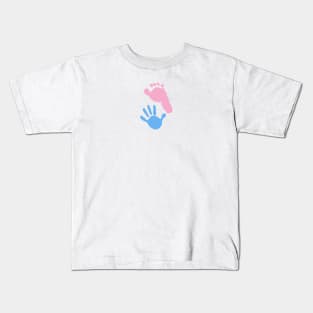 Baby foot and hand prints. Twin symbol Kids T-Shirt